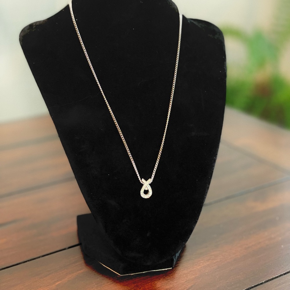 Vintage Bulova Silver Tone CZ Necklace